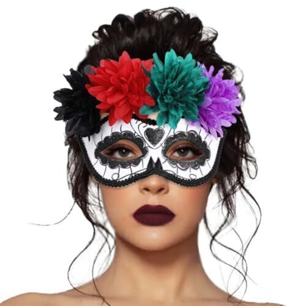 8781 Masquerade Mask Mexican Day of the Dead Mask Sugar Skull Flower
